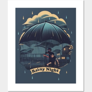 rainy night Posters and Art